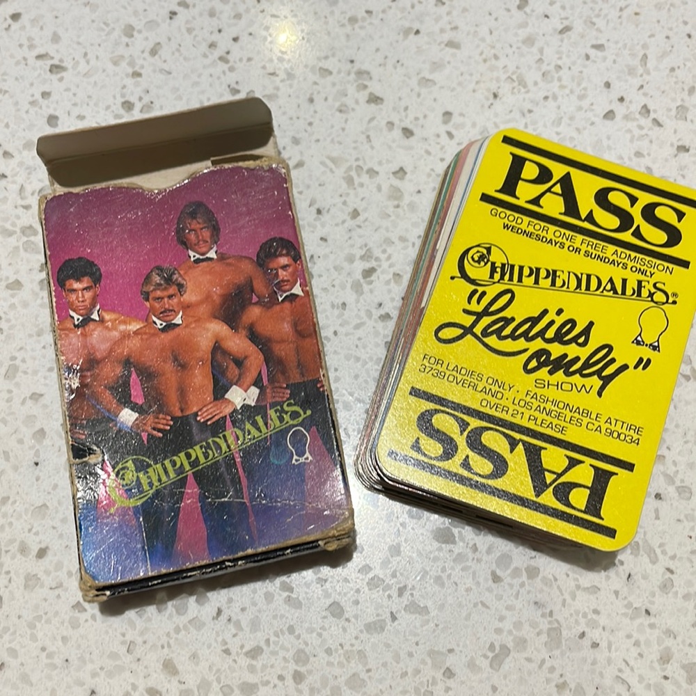 The original Chippendales from 1984 playing cards